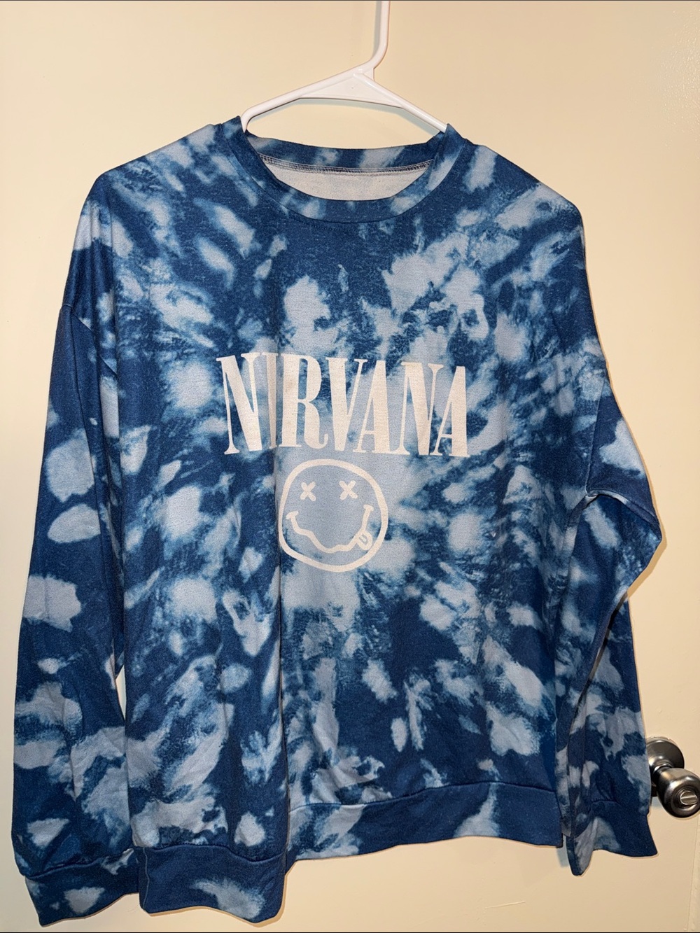 NIRVANA Blue & White Tie-Dye Crewneck Sweatshirt - Kids